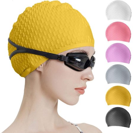 Silikon svømmehette, komfortabel badehette ideell for krøllete kort mellomlangt hår, svømmehette for kvinner og menn, dusjhetter holder frisyren 