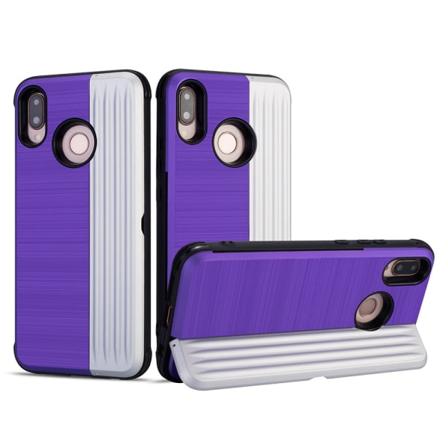 LEMAN klassinen kansi korttitelineellä - Huawei P20 Lite Lila