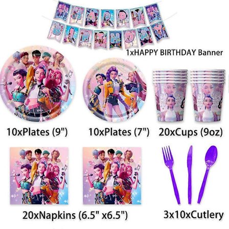 K Pop Demon Hunters Lila Festartiklar Set Tallrikar Muggar Dukar