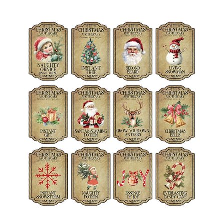 12 kpl Joulun Viinipullon Tarrat, Joulujuhlatarrat, Monikäyttöinen, Kannettava, Tarra, Joulukoriste