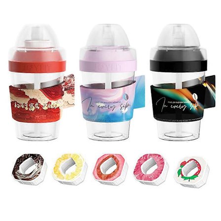 400ml Smaksatt Vattenflaska med Sugrör, Återanvändbar Doftflaska med Kapslar, 0 Kalori Arom Vattenflaska för Barn Vuxna, Bärbar Resedryckflaska