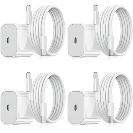 4-pak - Oplader til Samsung - Hurtig oplader - Adapter + Kabel 20W Hvid