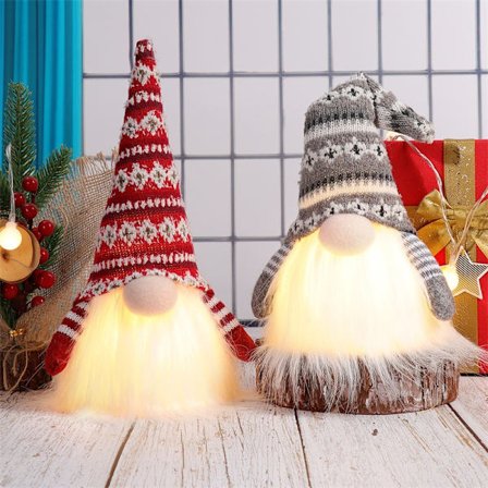 Joulukoriste Tonttu 25 cm korkea, Ruotsalainen Joulupukki Santa Tomte Tonttu, Joulupukki koriste LED-valoilla, Skandinaavinen