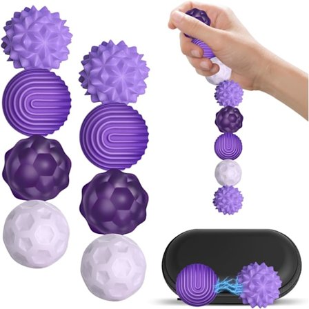 Magnetiske fokusballer – lilla, 8 stk. – for konsentrasjon og avslapning – skolestart – stressball