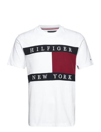 Structure Flag Tee T-shirts Short-sleeved Hvit Tommy Hilfiger