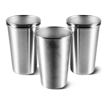 5-pakning 16 oz rustfrie stål pint-kopper, knusesikre kopper, uknuselige drikkeglass i metall for barer, hjem, restauranter