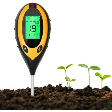 4-i-1 Jordtester pH-måler - Digitalt plantetermometer - Med belysning - Temperatur