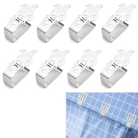 8 st (Silver Rabbit) bordsduksklämma, justerbar bordsduksklämma