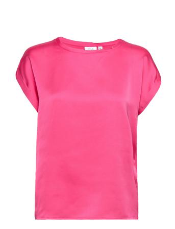Viellette S/S Satin Top/Su - Pink Vila