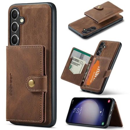 (For Samsung S24FE) Case with Stand & Wallet 4 Card Slots 360 Protection Shockproof Slim Design