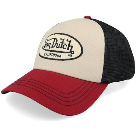 Von Dutch - Beige trucker Caps - Oval Terry Patch Black/Red/White A-Frame Trucker @ Hatstore
