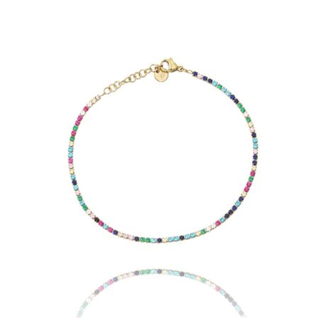 Guld Fotsmycke Fotlänk Vristlänk Fotkedja i Stål med Strass