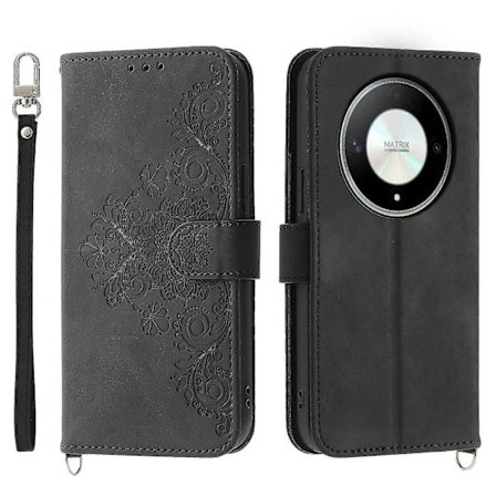 Läderfodral med plånbok för Honor X9b 5G/Magic6 Lite 5G med handrem och axelrem—max