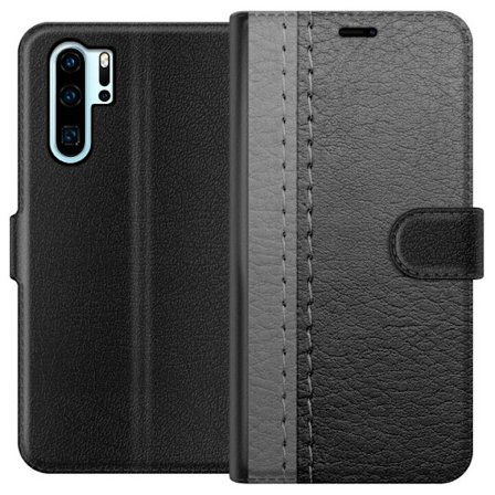 Kompatibelt Plånboksfodral till Huawei Huawei P30 Pro Black & Grey Leather