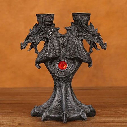 Resin Figurines Candlestick Halloween Medieval Dragon Altar Statue Sculpture Holder Stand 2 Pcs Candle Sticks Home Desk Decor