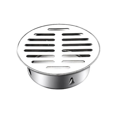 Gulvsluk i rustfritt stål, rundt, anti-blokkerende gulvsluk for balkong, gulvsluklokk (110 mm flat munn)