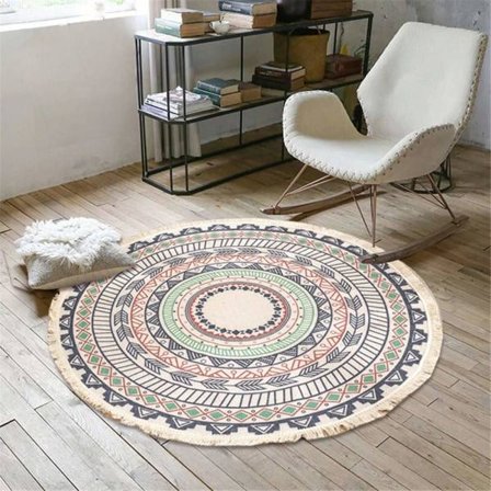 IC Rund Mandala Matta - Bomull - Bohemisk Stil - Diameter: 90 cm