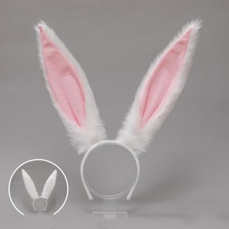 e Pige Plys Lange Øre Hårbånd Pandebånd Cosplay Hair Access White Pink 33CM