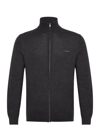 Extrafine Lambswool Zip Cardigan Knitwear Full Zip Jumpers Grå GANT*Betinget Tilbud