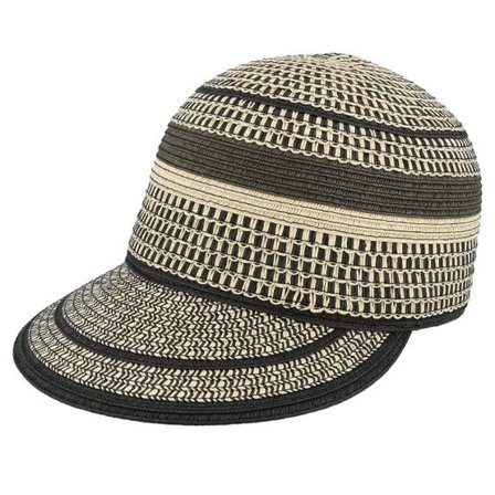 Seeberger - Beige fitted Keps - Baseball Cap With Mixed Trim Details Black/Khaki Fitted @ Hatstore