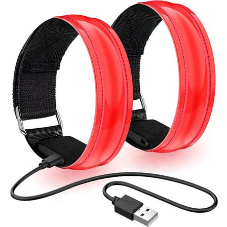 Løbelys 2 stk. løbebånd gåarmbånd sportsarmbånd genopladeligt LED-armbånd LED reflekterende løbelys til løb og cykling