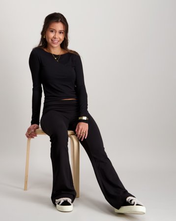 RYVLS Boatneck L/S Top Noir Hauts et chemisiers Fille - Kids Brand Store