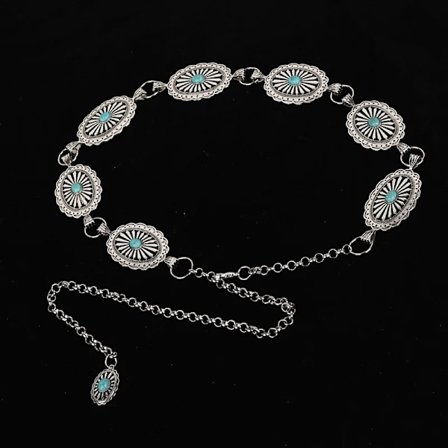 Fashion Turquoise Decor Geometric Metal Alloy Waist Chain Belts for Women Dresses Skirt Shirt Party Club Accessories Gothic Y2k