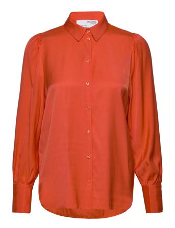 Slfalfa Ls Shirt B Langermet Skjorte Oransje Selected Femme*Betinget Tilbud