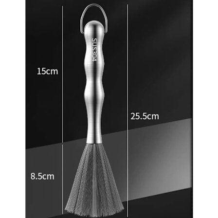 304 rostfri stålborste för kastruller, köksspecifik borste med långt handtag, diskborste med ståltråd, hushållsborste