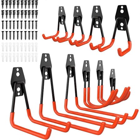 10 st Verktygskrokar, U-formad Verktygskrok med Halkskyddsbeläggning, Stål Garage Förvaring Verktyg Dubbelkrokar för verktyg