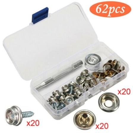 62 stk 15 mm båtdeksel Knappfestesett Heavy Duty 62Pcs