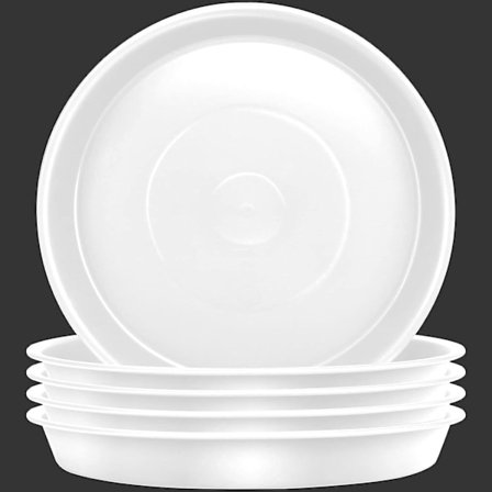 Sæt med 5 hvide blomsterpotteskåle 25 cm runde bakker i plast til indendørs og udendørs brug