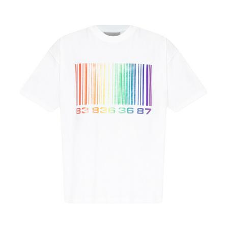 Vtmnts T-shirt with barcode motif , Wit , Heren , Maat: L