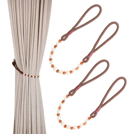 Ett par akryl pärla gardin slipsar gardin bunden rep dekoration (brun)