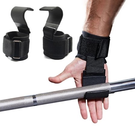 Vægt løft krog fitness handsker håndstang håndled stropper