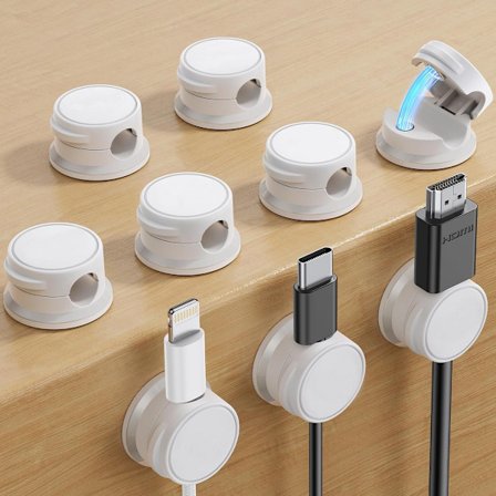 Magnetiske kabelklemmer 9 stk hvit for nattbord USB-lading kompatibel med Samsung Xiaomi Philips