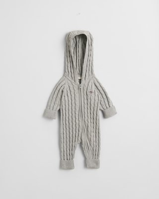 GANT - Kabelstrikket heldress til baby light grey melange