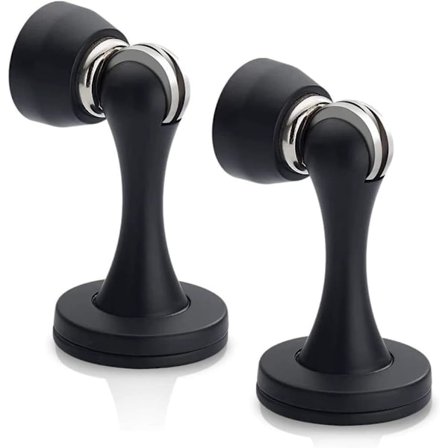 2 stk. magnetisk dørstopper, sort dørstopper, vægmonteret magnetisk dørgreb tung-