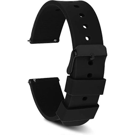 Silikonarmbåndsur, hurtigfeste vanntette myke gummibyttearmbånd med sølvspenne i rustfritt stål, smarte klokkearmbånd, sportsarmbånd