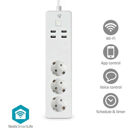 Nedis SmartLife Power Strip WiFi | 3x Plug 4 | USB | 3680W