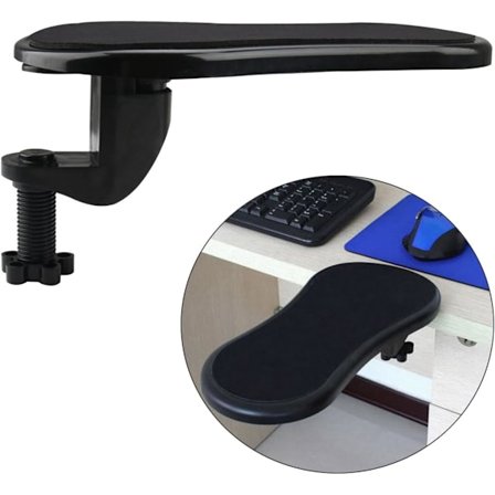 Musestøtte (svart) justerbar for arm og håndledd, støtter arm og håndledd når du bruker en datamus, egnet for hjem og kontor