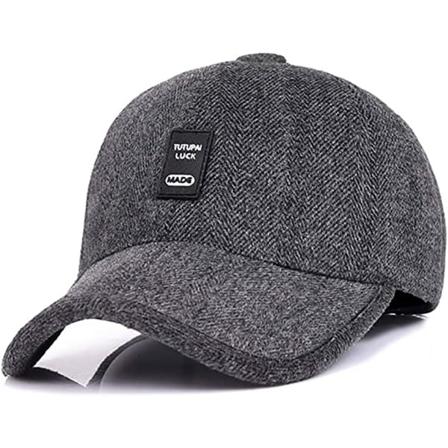Herre Tyk Uld Vinter Baseball Cap med Øreklapper