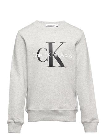 Monogram Logo Sweatshirt Sweat-shirt Tröja Grå Calvin Klein