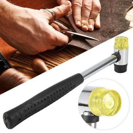 Attyhao gummihammer, dobbeltsidet aftagelig gummihammer, læderhåndværkshammer til gør-det-selv-projekter.