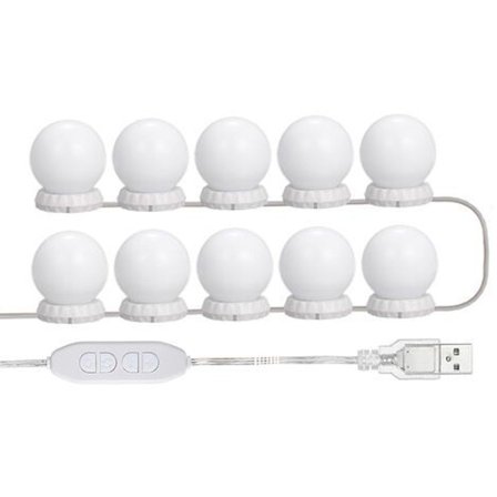 LED-belysningssett for kommodespeil, 10 dimbare lyspærer, dimbar LED-belysning