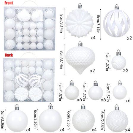 48 st Julgranskulor (Vit)