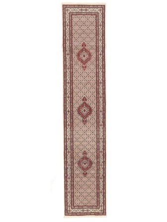 Moud Rug Hand Knotted 78X395 Runner Brown/Dark Red Persia