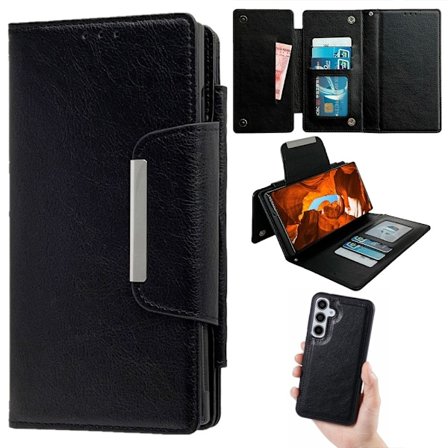 SKALO Samsung S25 2-i-1 Magnetisk Aftagelig Flip Cover - Sort