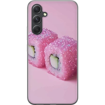 Kompatibel Mobilcover til Samsung Galaxy S24 Rosa sushi plakat Japansk mad rulle ris fisk rosa glitter kawaii æstetisk sød måtte design kunst
