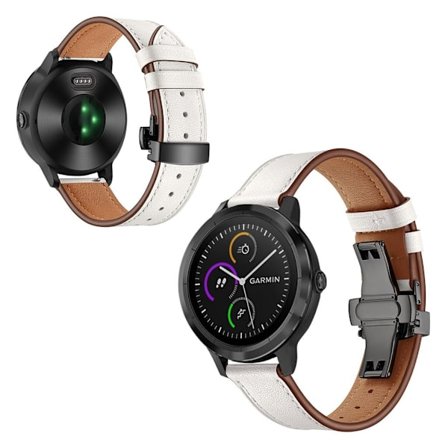 Garmin Vivoactive 3 / Vivomove HR læder Læder Urrem - Sort / Hvid